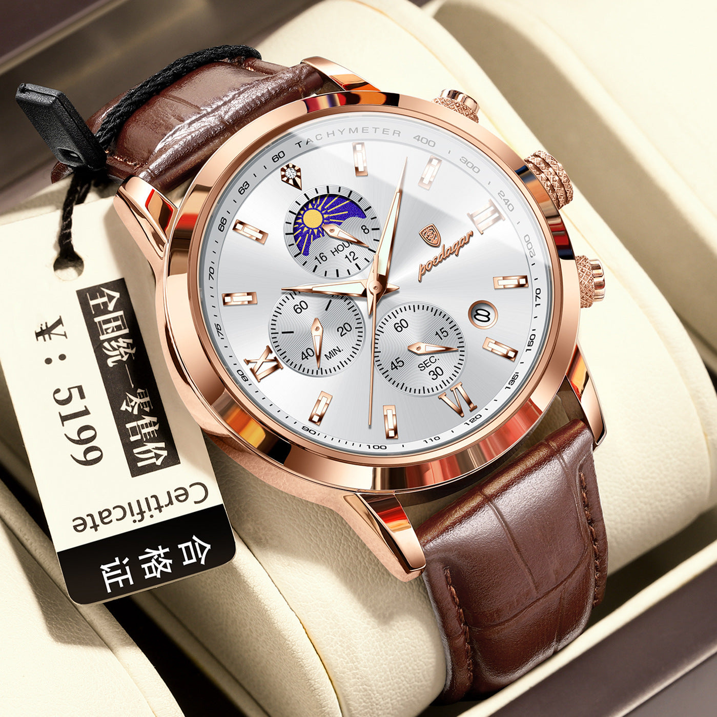 Multi-Function Sports Timing Moon Phase Men's Watch - URBAN METRO