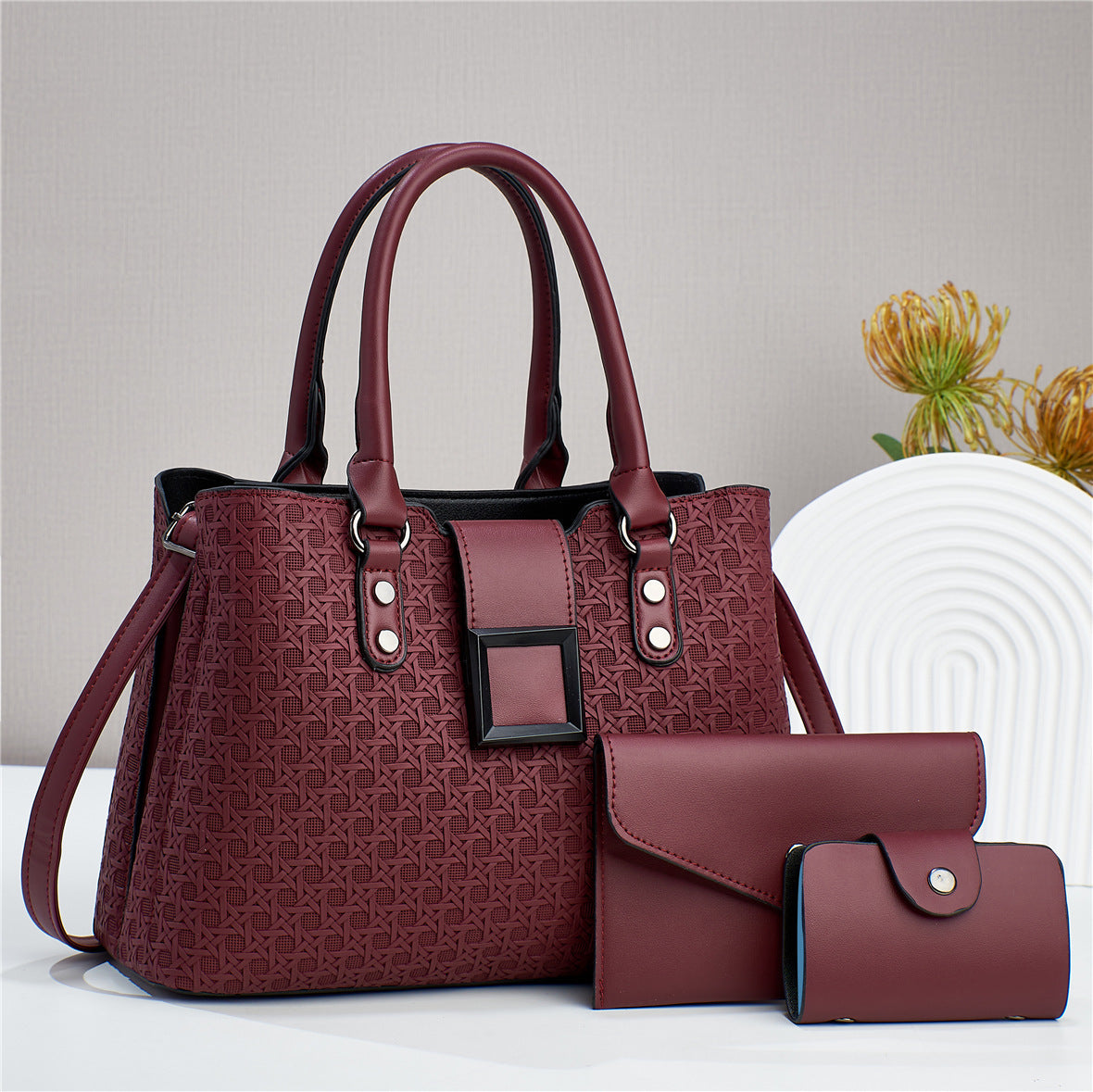 Three-piece Textured Large Capacity Women's One Shoulder Crossbody Bag - URBAN METRO