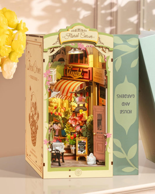 Rolife Floral Corner DIY Book Nook Shelf Insert Kit 3D Wooden Dollhouse For Gift TGB09 - URBAN METRO