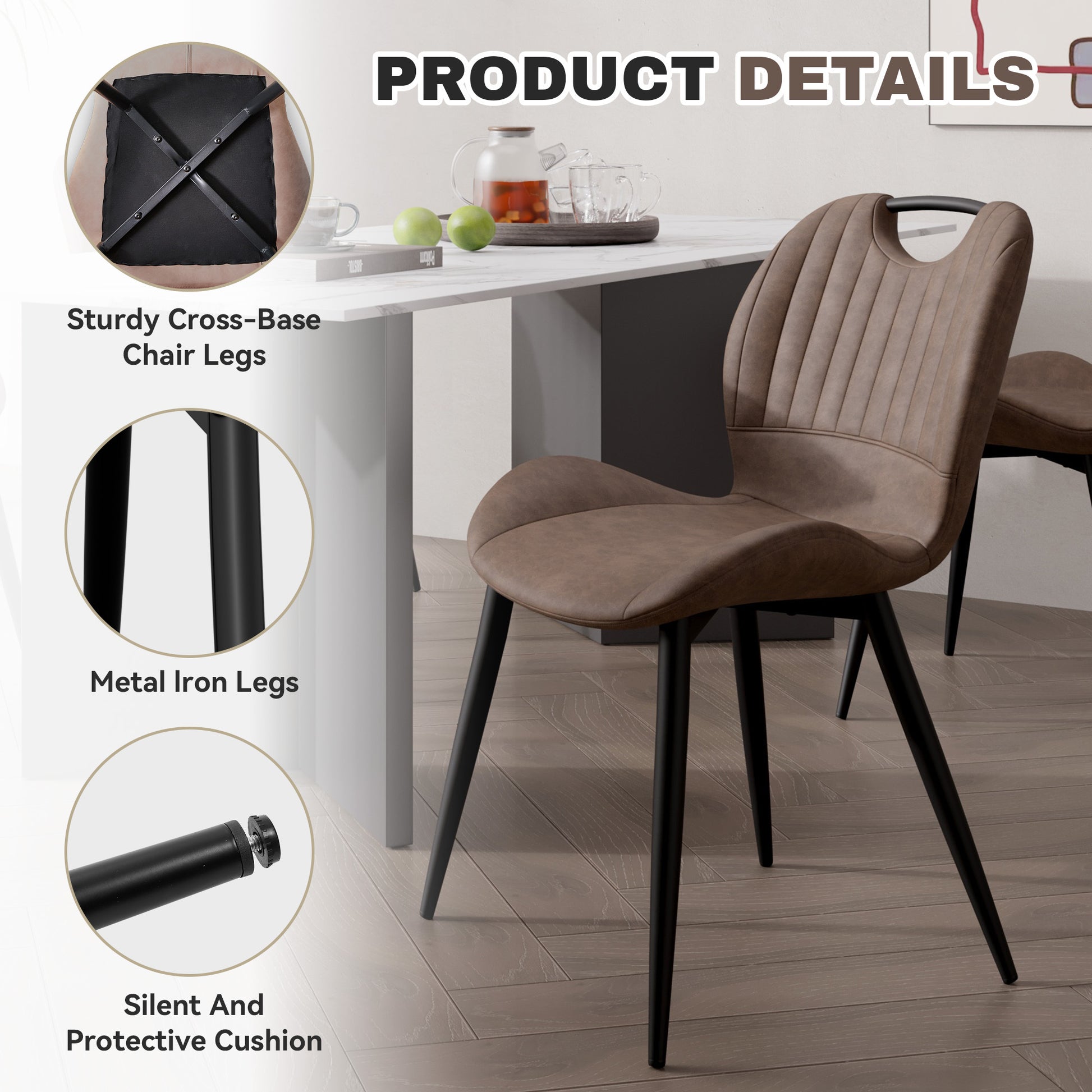 The modern dining chairs are covered by water-resistant quality leather, Armless Design ,Long-lasting Materials - URBAN METRO