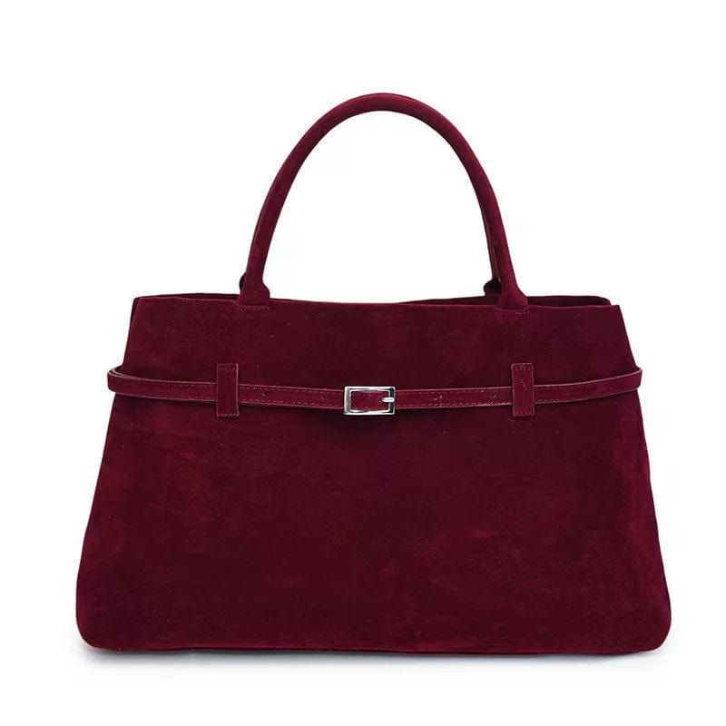 Decorative Design Solid Faux Suede Handbag Large Capacity Casual Tote Bags For Women Tote Design Portable Shoulder Bag - URBAN METRO