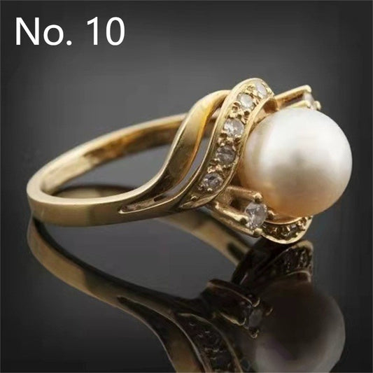 Vintage Fashionable Golden Rhinestone Zircon Pearl Ring - URBAN METRO