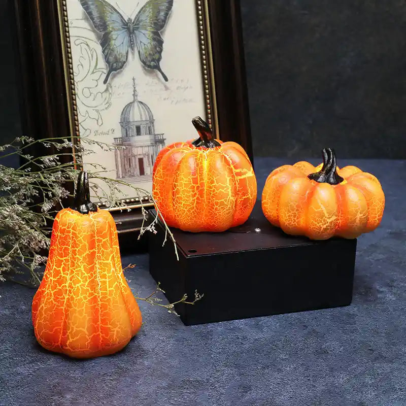 Halloween Pumpkin Lantern – LED Candle Lamp, Resin Simulation Luminous Pumpkin Decor