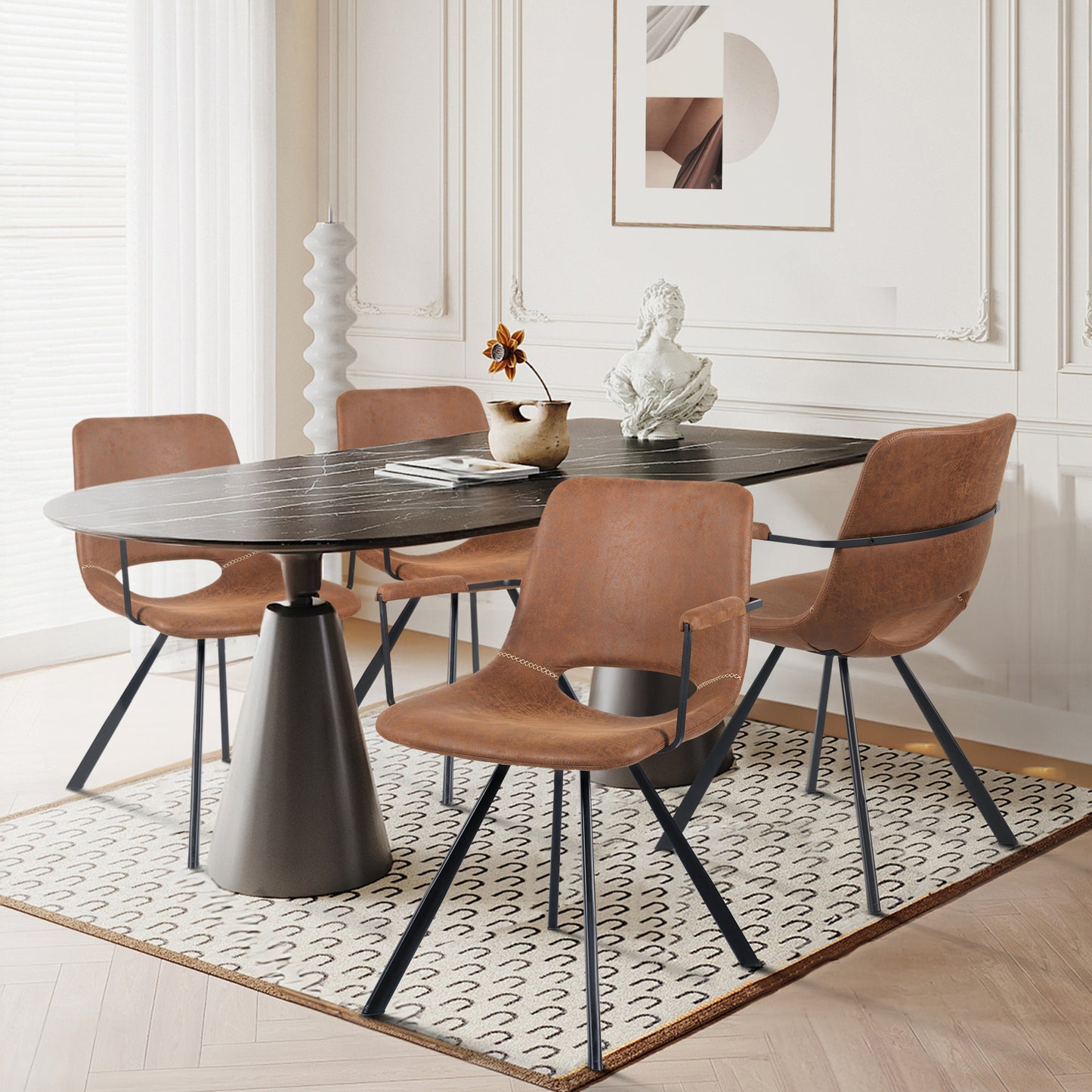 Modern Interior Kitchen & Dinning Room Chairs soft velvet coating Synthetic leather covering - URBAN METRO
