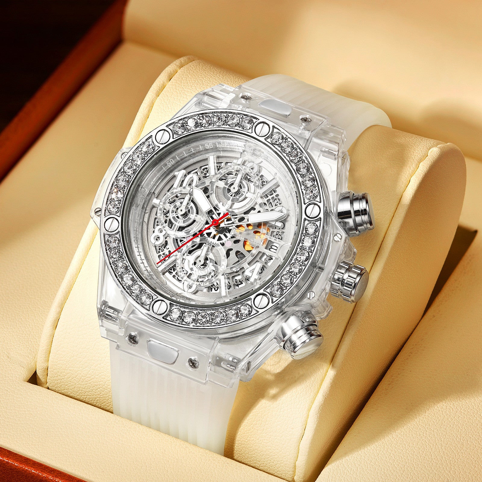 Diamond Inlaid Transparent Quartz Watch Waterproof - URBAN METRO