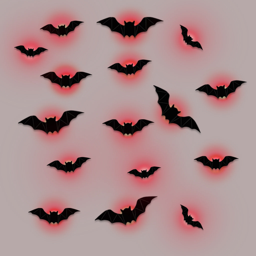 3D Halloween Bat Wall Stickers – Scary Haunted House Decor with Glowing Effect for Party & Home