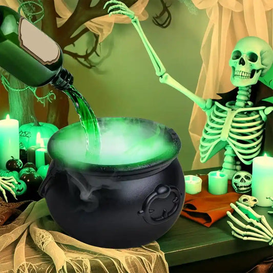 Black wizard cauldron bowl with fog diffuser for Halloween