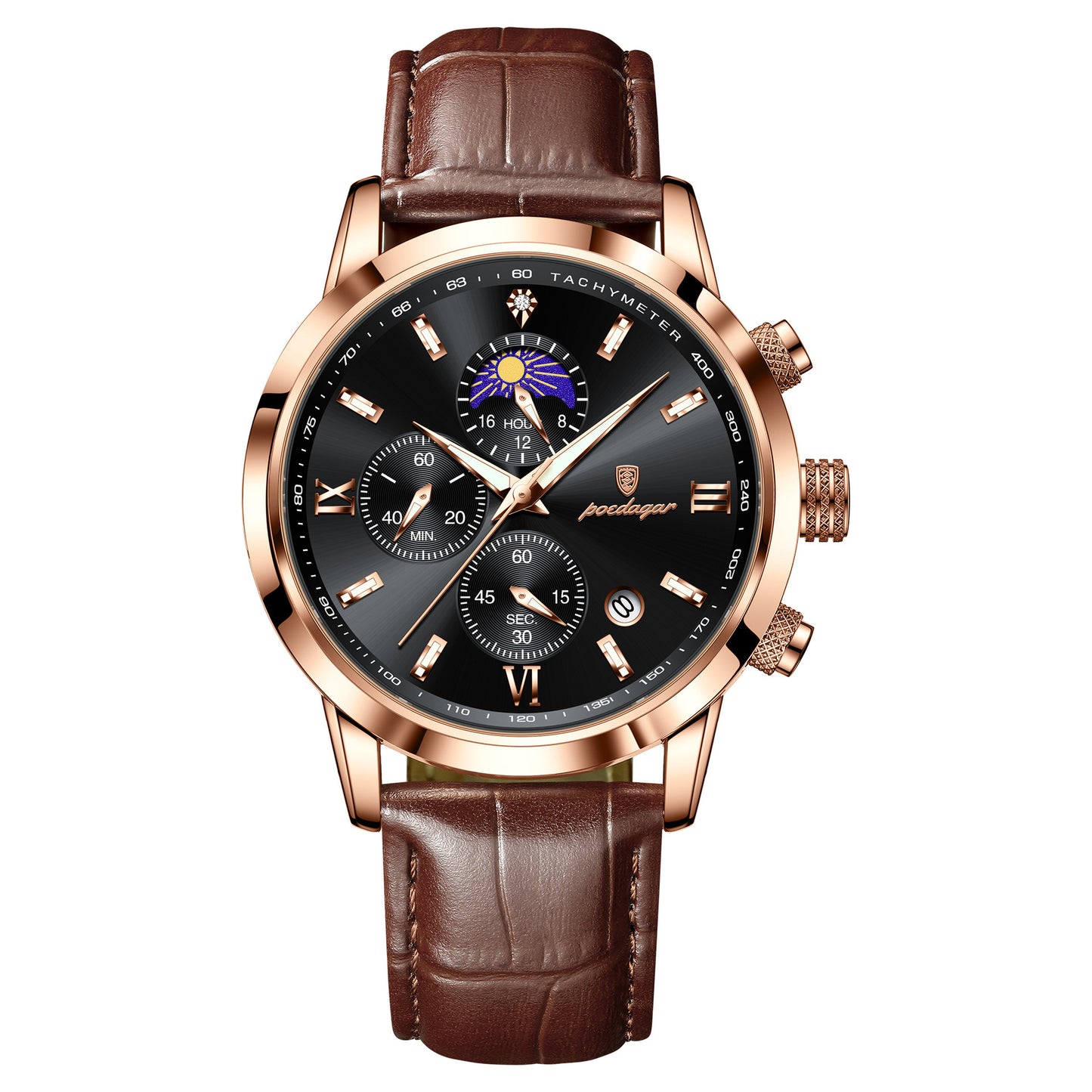 Multi-Function Sports Timing Moon Phase Men's Watch - URBAN METRO
