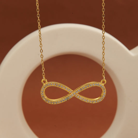1pcs Simple Exquisite Inlaid Sparkling Diamond Symbol 8,Letter Love Pendant Necklace, Suitable For Women's Daily Wear, A Holiday Gift For Wives And Mothers - URBAN METRO