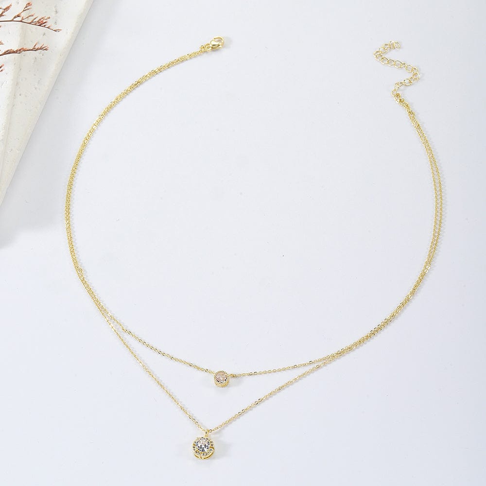 Sparkling Three-dimensional Zircon Pendant Necklace, Women's Exquisite Double-layer Collarbone Chain Jewelry Gift, Suitable For Engagement, Party, Holiday Gifts - URBAN METRO