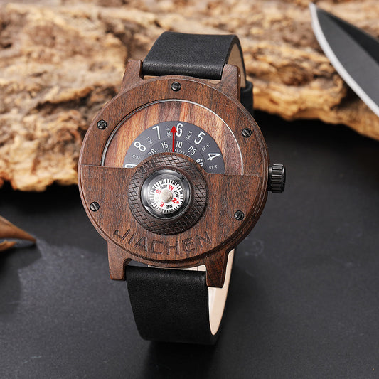 Multifunctional Compass Wood Watch Outdoor Sports Watch - URBAN METRO