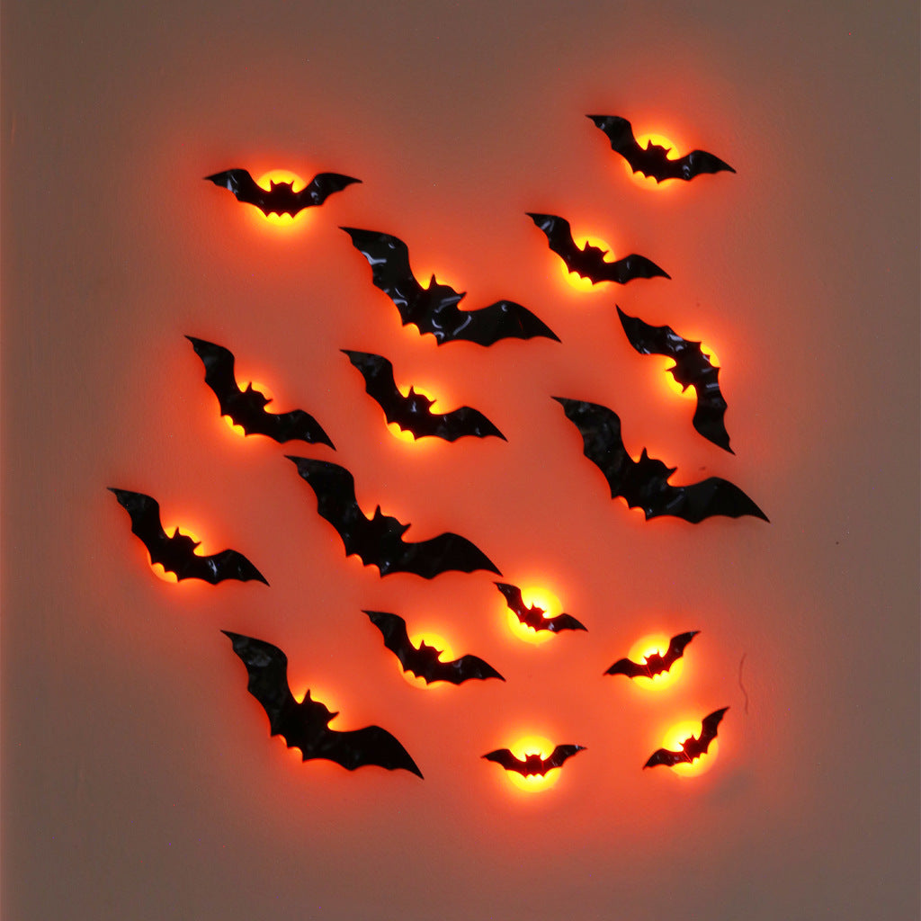 3D Halloween Bat Wall Stickers – Scary Haunted House Decor with Glowing Effect for Party & Home