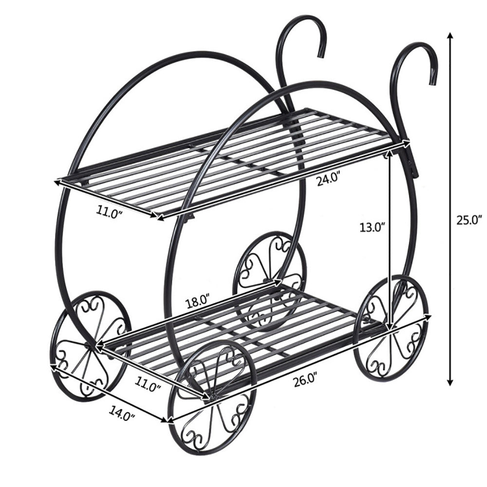 Heavy Duty Metal Flower Cart Plant Stand - URBAN METRO