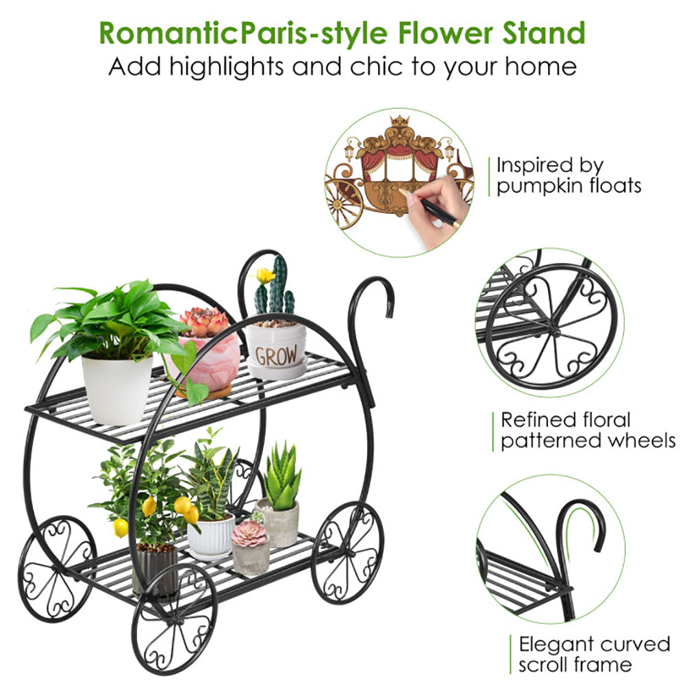 Heavy Duty Metal Flower Cart Plant Stand - URBAN METRO