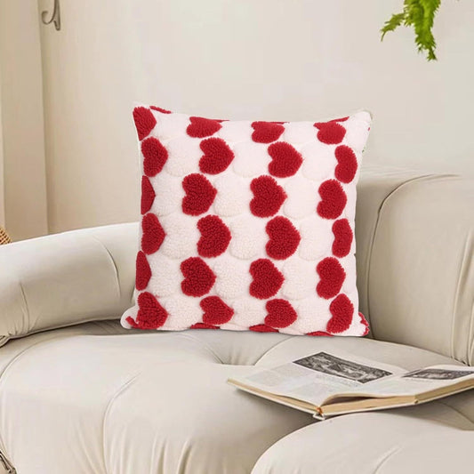 Heart Cute Decorative Valentines Throw Pillow Covers 18x18 Inch, Soft Square Cushion Case,Home Decor For Living Room Couch Bed Sofa, Set Of 2 Pack - URBAN METRO