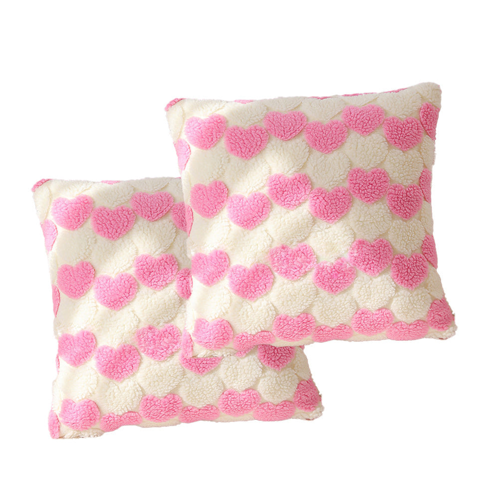 Heart Cute Decorative Valentines Throw Pillow Covers 18x18 Inch, Soft Square Cushion Case,Home Decor For Living Room Couch Bed Sofa, Set Of 2 Pack - URBAN METRO