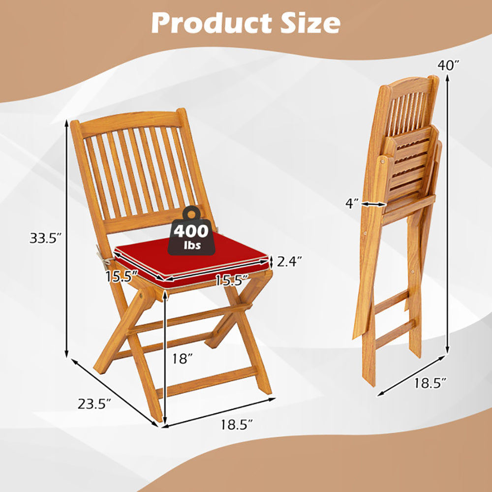 Outdoor Folding Chairs With Seat Cushions Set Of 2 - URBAN METRO