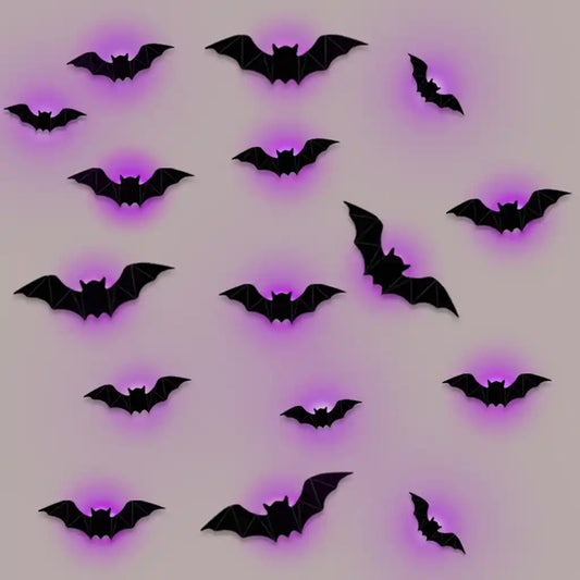 3D Halloween Bat Wall Stickers – Scary Haunted House Decor with Glowing Effect for Party & Home