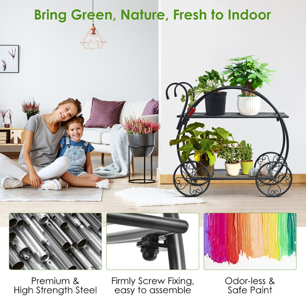 Heavy Duty Metal Flower Cart Plant Stand - URBAN METRO