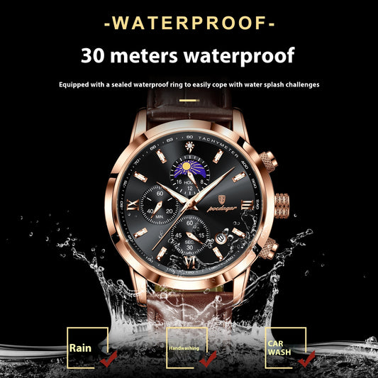 Multi-Function Sports Timing Moon Phase Men's Watch - URBAN METRO