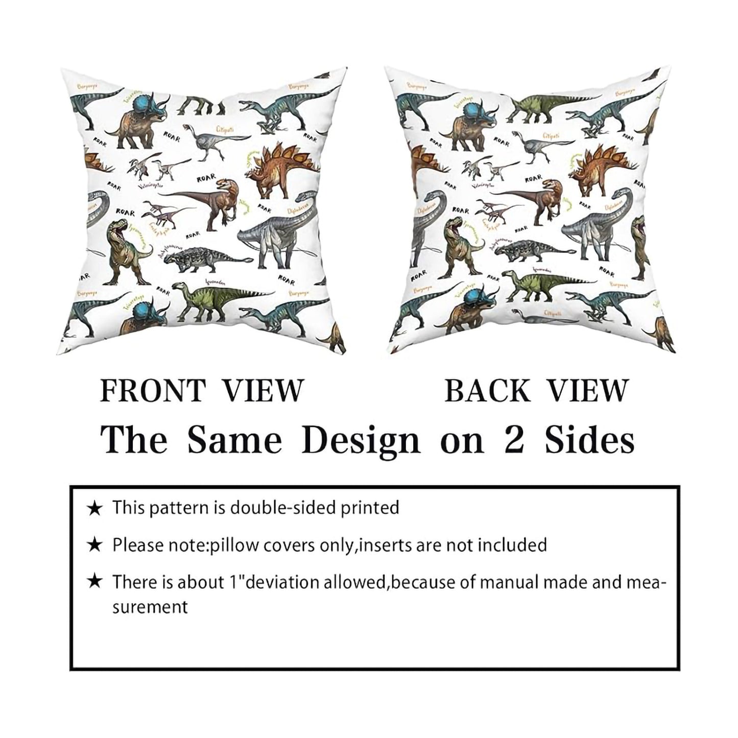 Wild Dinosaur Pillow Cover - Animal Dinosaur Pillowcase Tyrannosaurus Rex Brachiosaurus Dinosaur Pillowcase Square 18x18 Suitable For Boys' Room Home Decoration - URBAN METRO