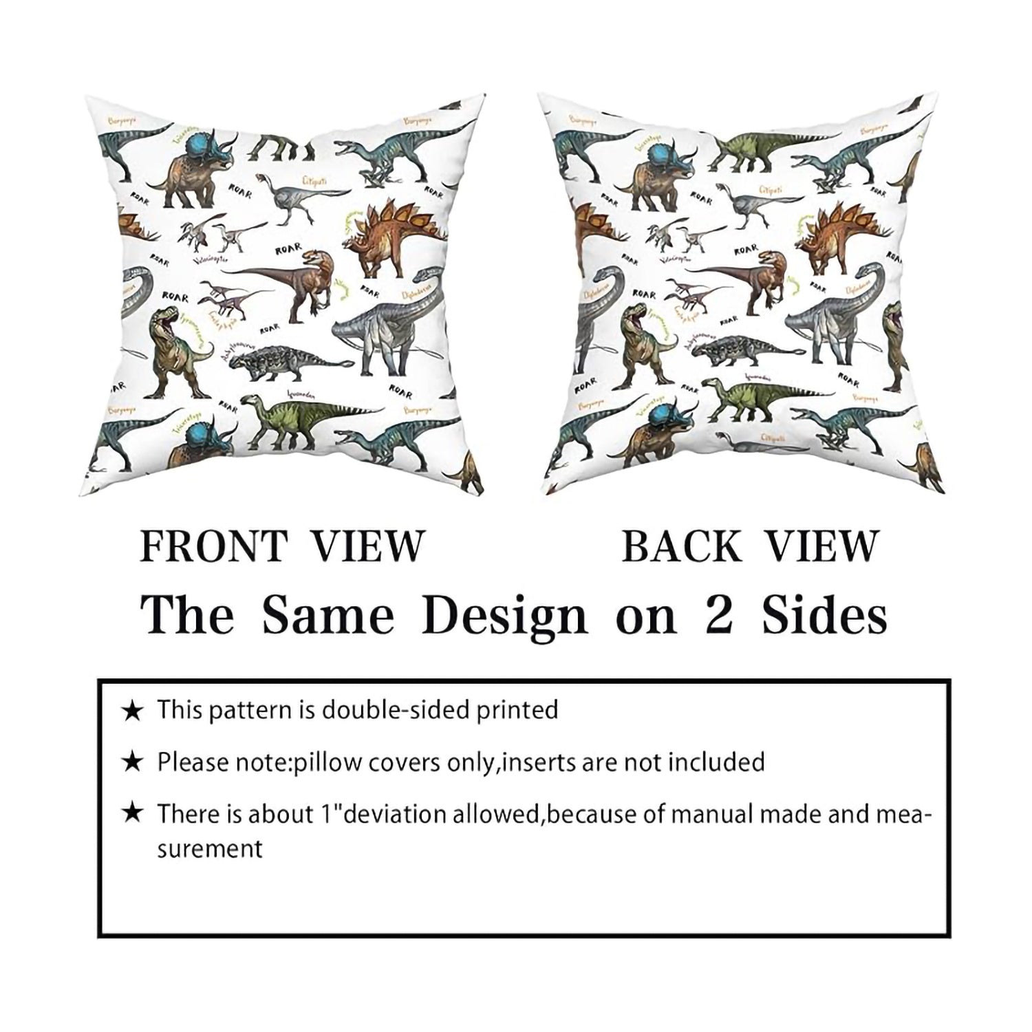Wild Dinosaur Pillow Cover - Animal Dinosaur Pillowcase Tyrannosaurus Rex Brachiosaurus Dinosaur Pillowcase Square 18x18 Suitable For Boys' Room Home Decoration - URBAN METRO