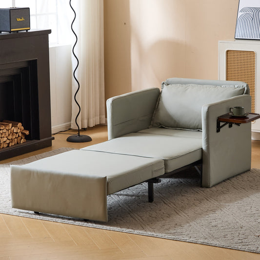 Adult Sleeper Chair Bed, 3-in-1 Convertible Sofa Chair Bed Pull-out Sofa Bed, Convenient Folding Tray Table With USB And Type-C Charging Ports For Living Room - URBAN METRO
