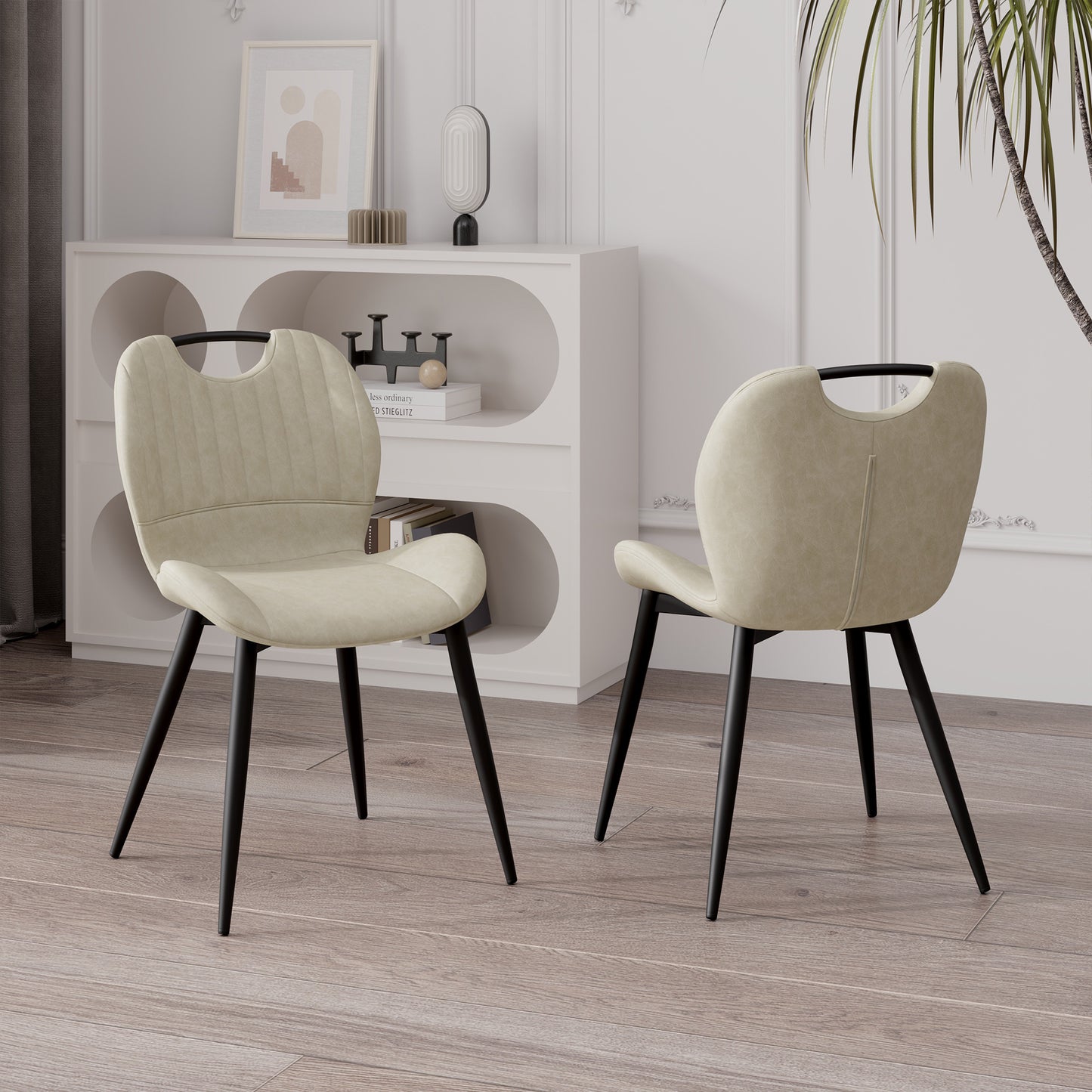 The modern dining chairs are covered by water-resistant quality leather, Armless Design ,Long-lasting Materials - URBAN METRO