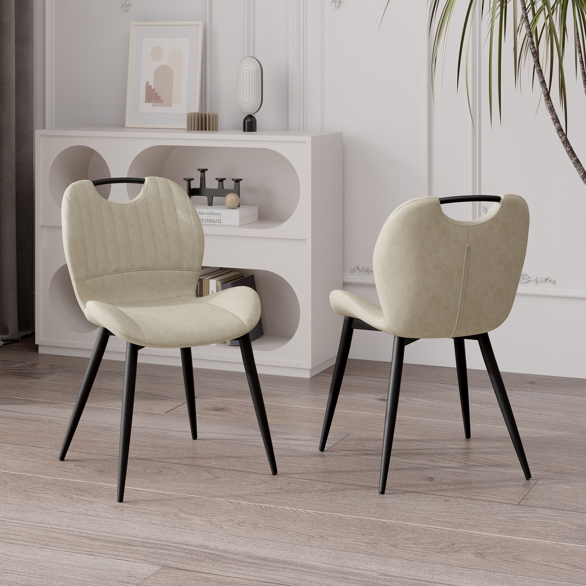 The modern dining chairs are covered by water-resistant quality leather, Armless Design ,Long-lasting Materials - URBAN METRO