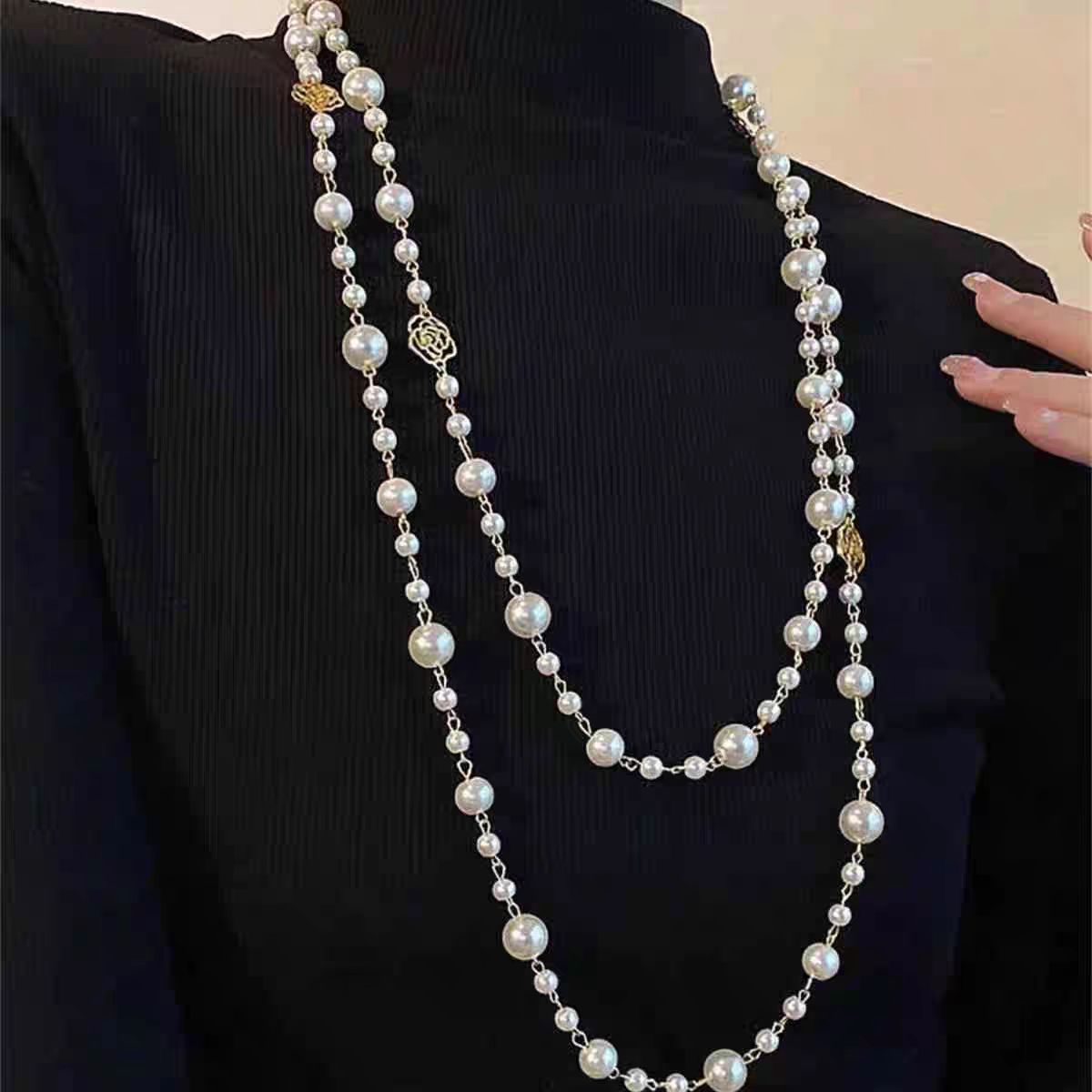 Retro Multi-layer Pearls Necklace Fashion Long Sweater Chain Versatile Accessories For Women - URBAN METRO