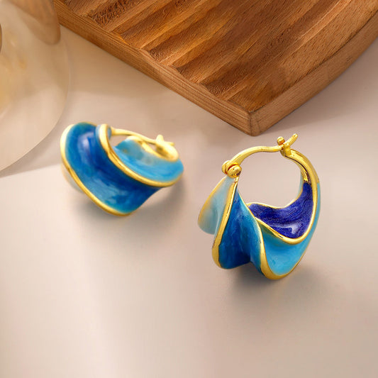 Retro Minority Temperament Wild Enamel Spiral Stud Earrings - URBAN METRO