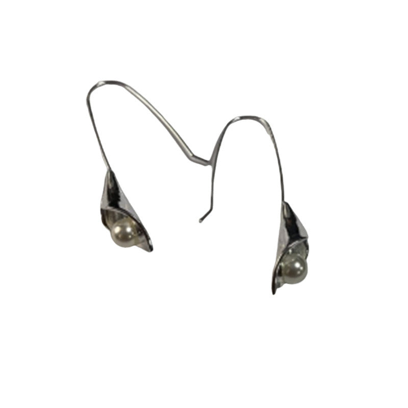 Geometric Silver Inlaid Pearl Dark Night Ear Hanging Retro - URBAN METRO