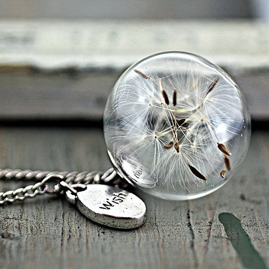 Vintage Handmade Fashion Dandelion Seed Glass Necklace - URBAN METRO