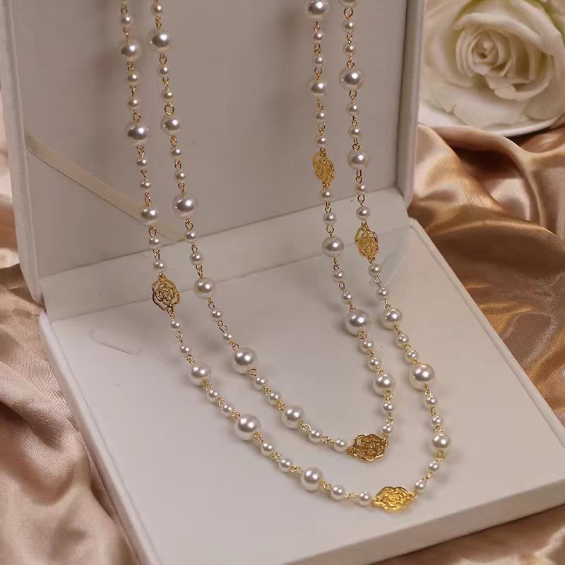 Retro Multi-layer Pearls Necklace Fashion Long Sweater Chain Versatile Accessories For Women - URBAN METRO