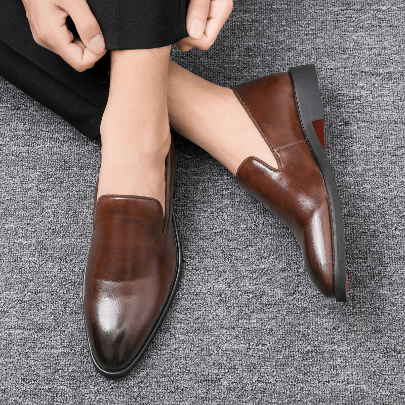 Men’s Black& Brown Leather Loafers – Classic Slip-On Dress Shoes for Formal & Casual Wear
