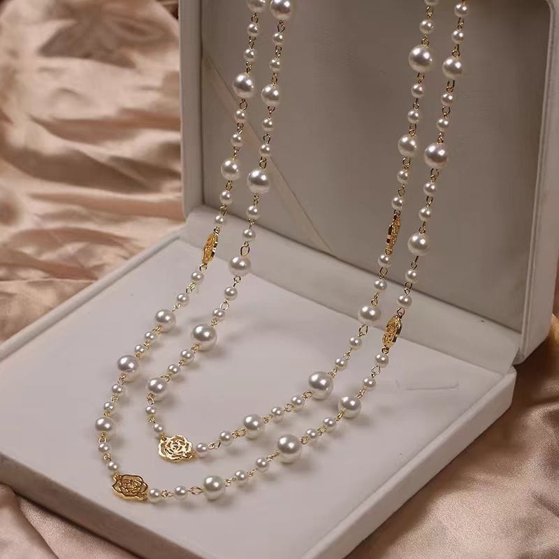 Retro Multi-layer Pearls Necklace Fashion Long Sweater Chain Versatile Accessories For Women - URBAN METRO