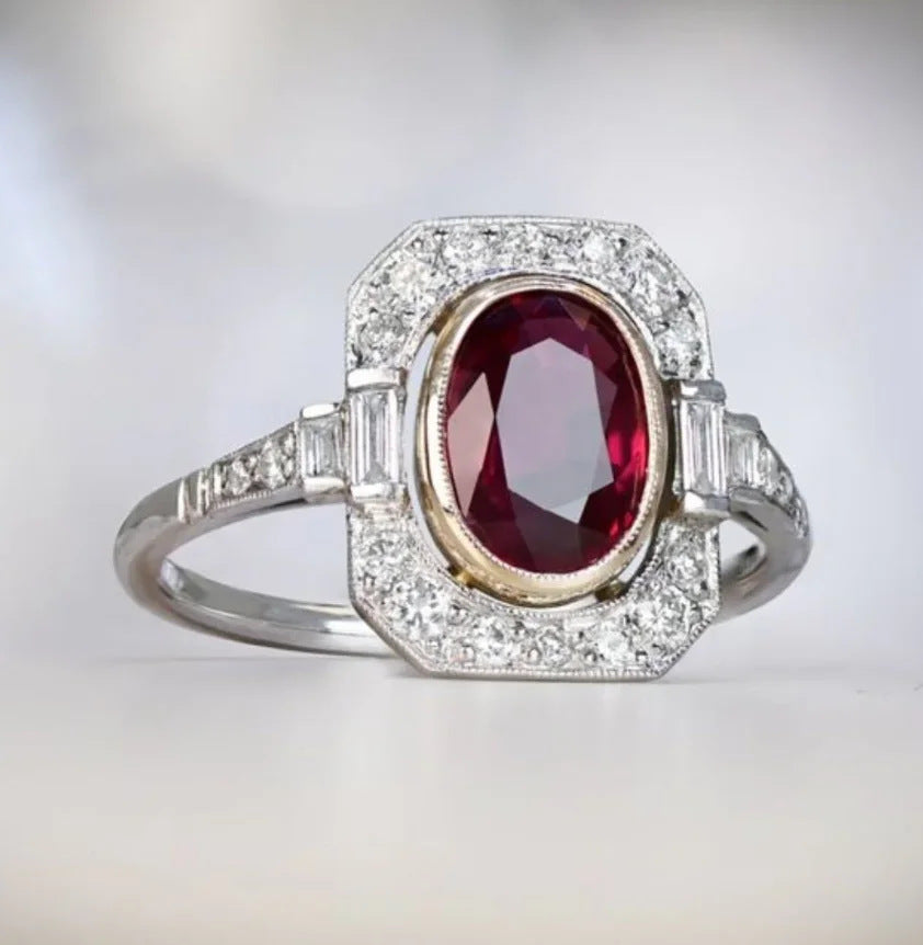 Vintage Ruby Electroplated Women's Ring - URBAN METRO