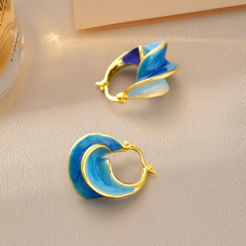 Retro Minority Temperament Wild Enamel Spiral Stud Earrings - URBAN METRO