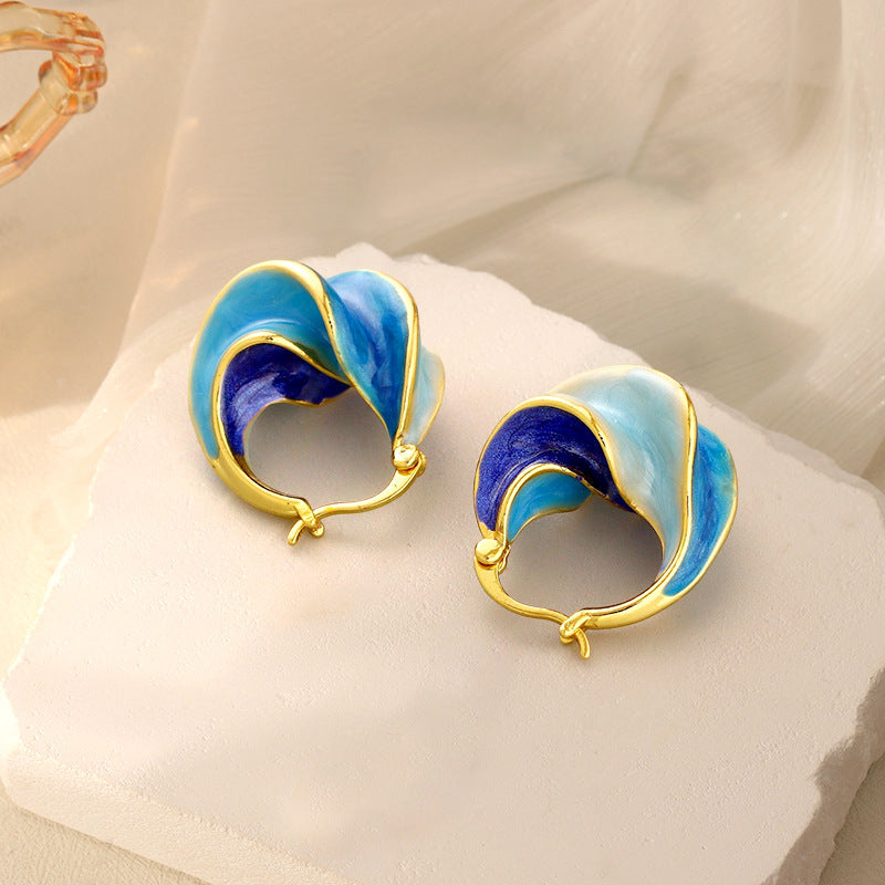 Retro Minority Temperament Wild Enamel Spiral Stud Earrings - URBAN METRO