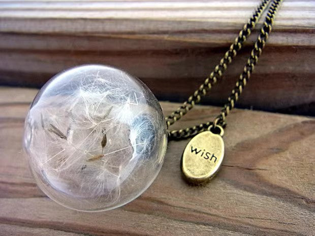 Vintage Handmade Fashion Dandelion Seed Glass Necklace - URBAN METRO