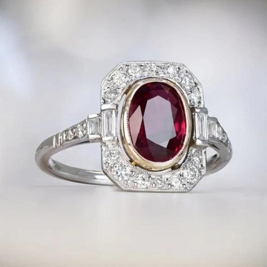 Vintage Ruby Electroplated Women's Ring - URBAN METRO