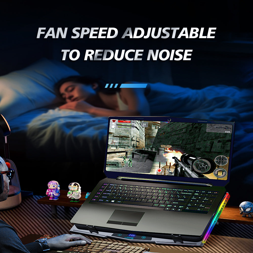 Gaming Laptop RBG -Cooling Pad With LED Display - URBAN METRO