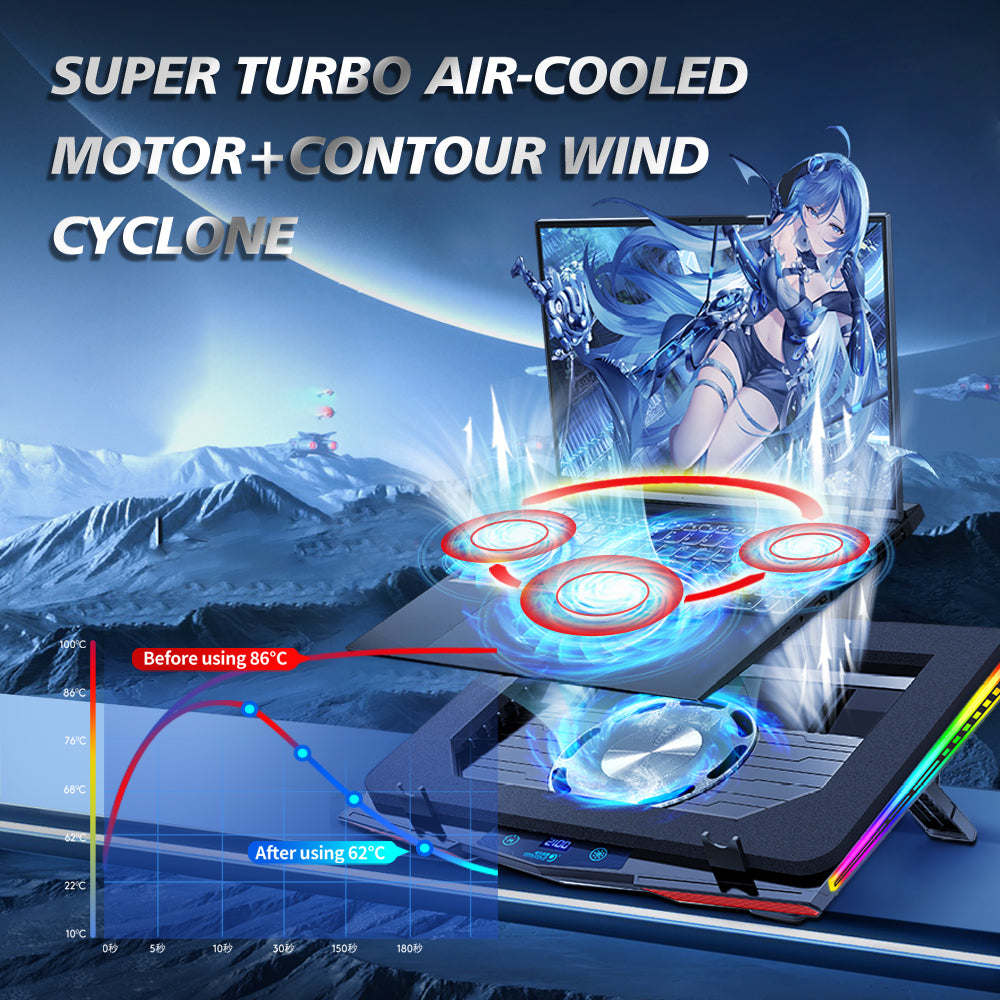 Gaming Laptop RBG -Cooling Pad With LED Display - URBAN METRO
