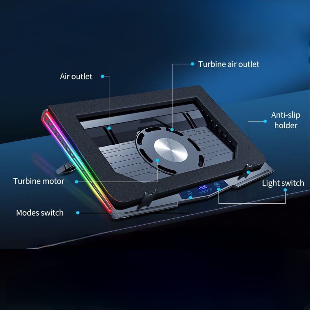 Gaming Laptop RBG -Cooling Pad With LED Display - URBAN METRO