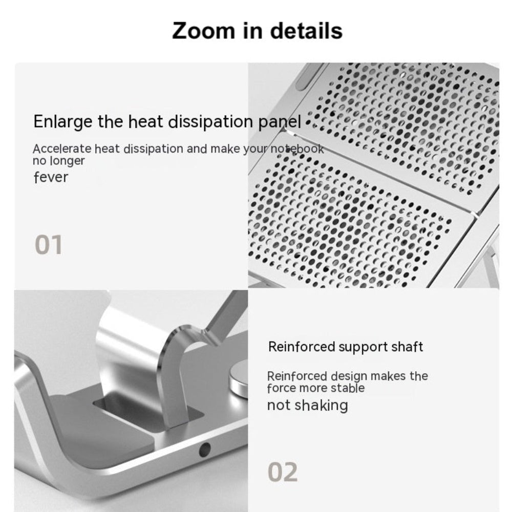 Heat dissipation panel and support shaft with text on a white background