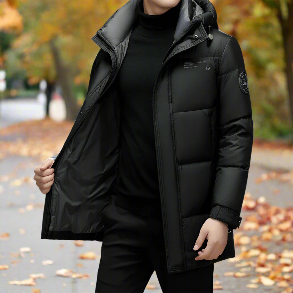 Mens Hooded Zipper Puffy Jacket With Pockets - URBAN METRO