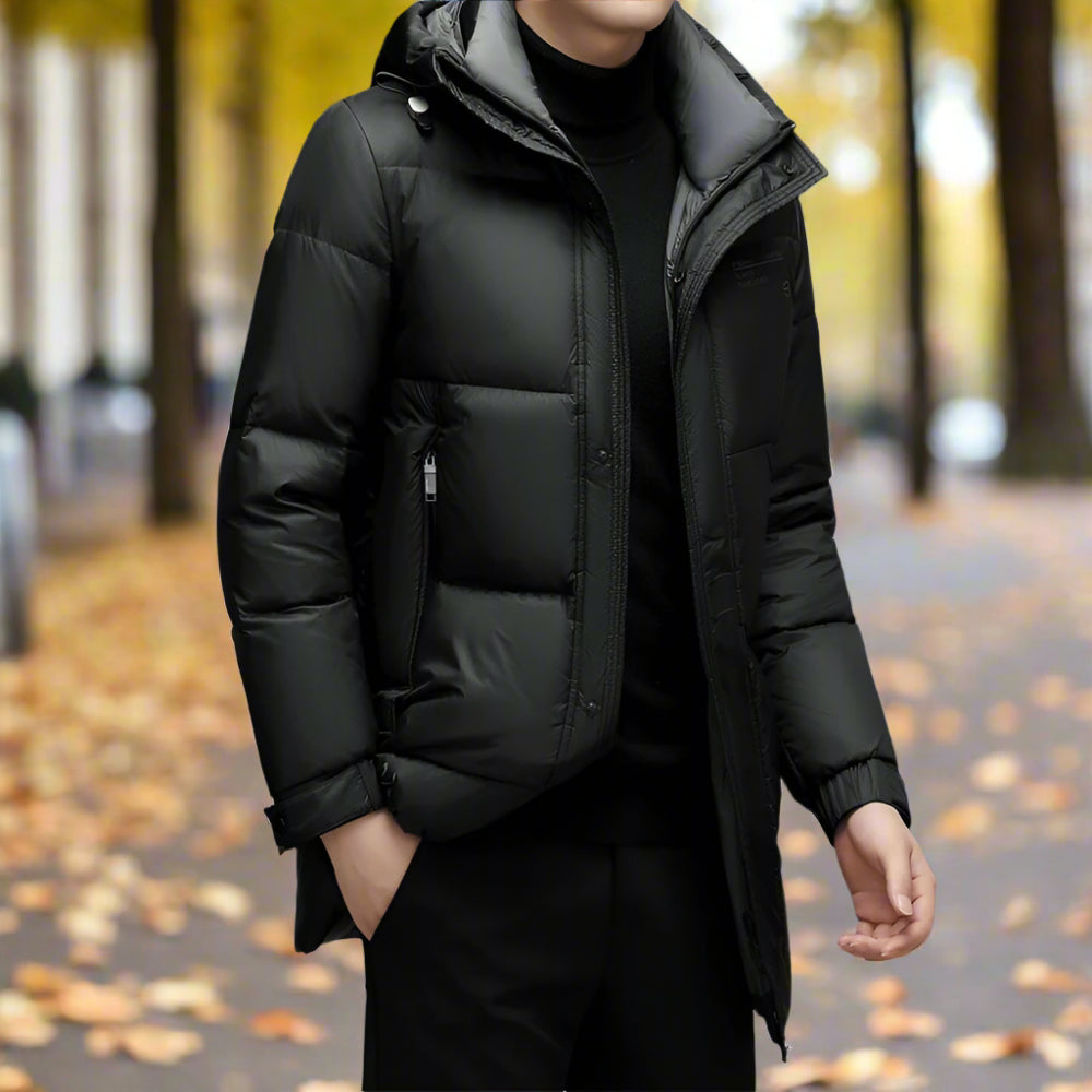 Mens Hooded Zipper Puffy Jacket With Pockets - URBAN METRO