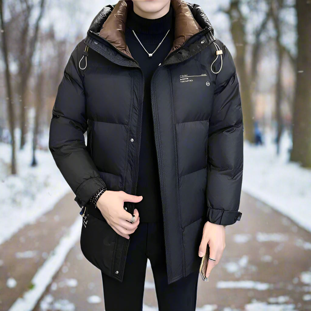 Mens Hooded Zipper Puffy Jacket With Pockets - URBAN METRO