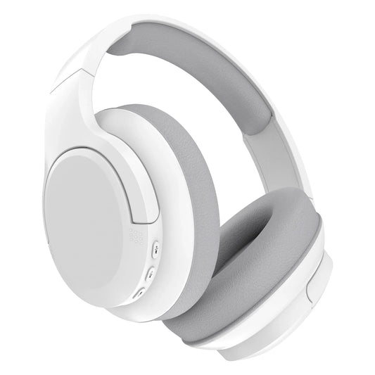 White over-ear headphones on a white background
