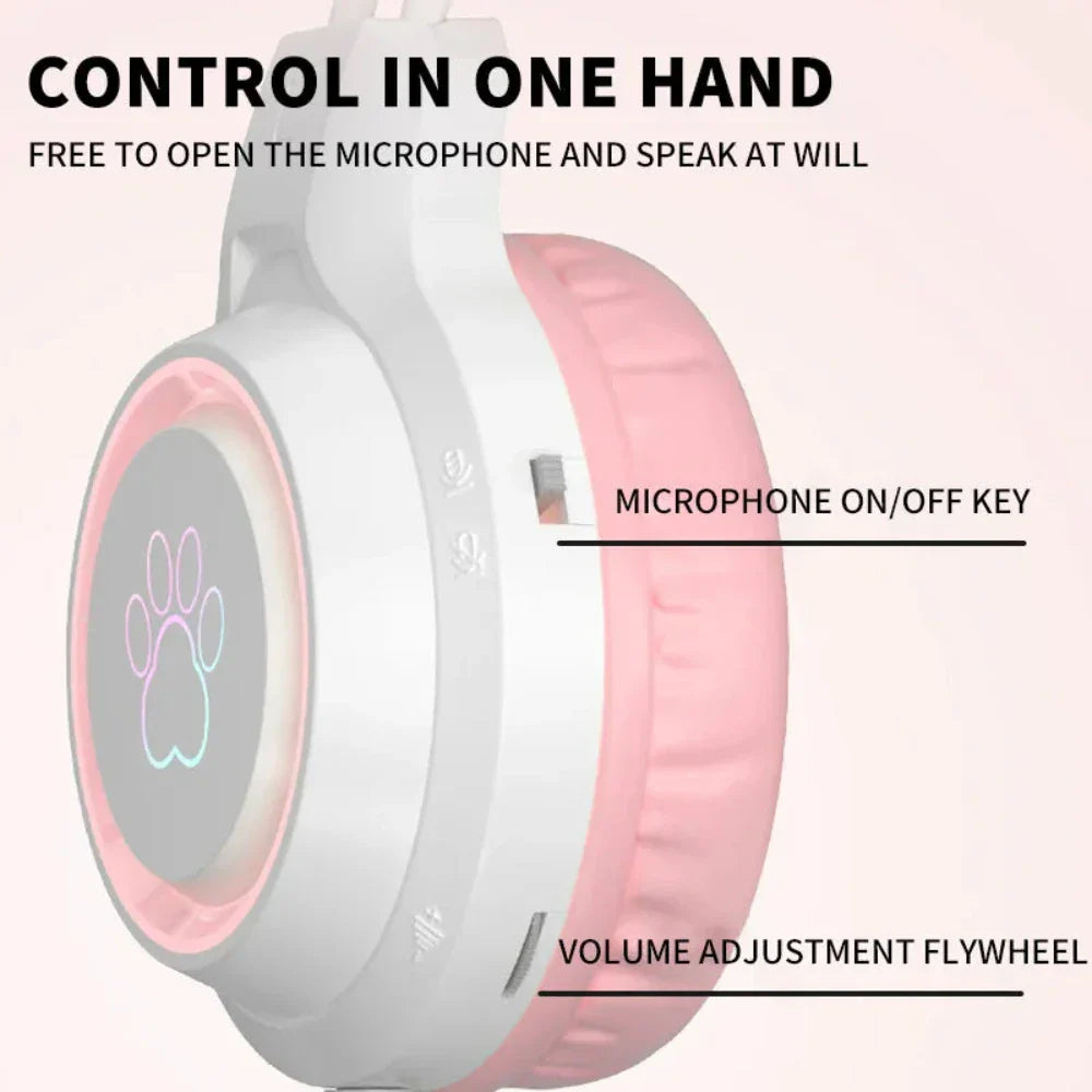 Animated Theme Wired LED Cat Ears Headphones – Gaming & Music Headset - URBAN METRO